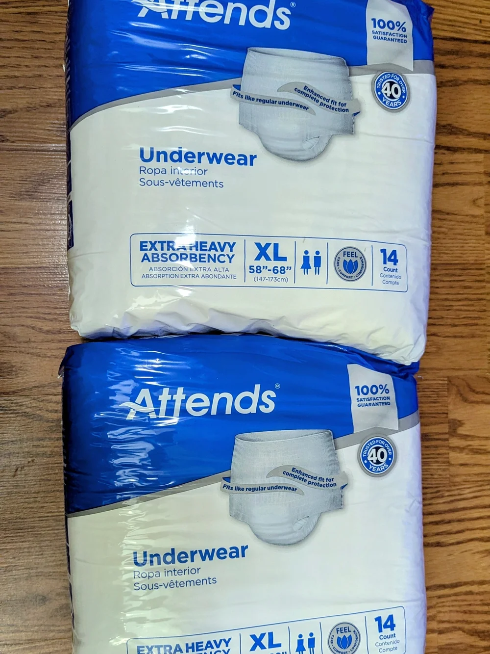 2Pks Men And Women Unisex White Extra Heavy Absorbency Underwear XL-14Count Each